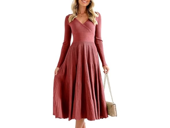 Women’s Pleated Knit Midi Dress