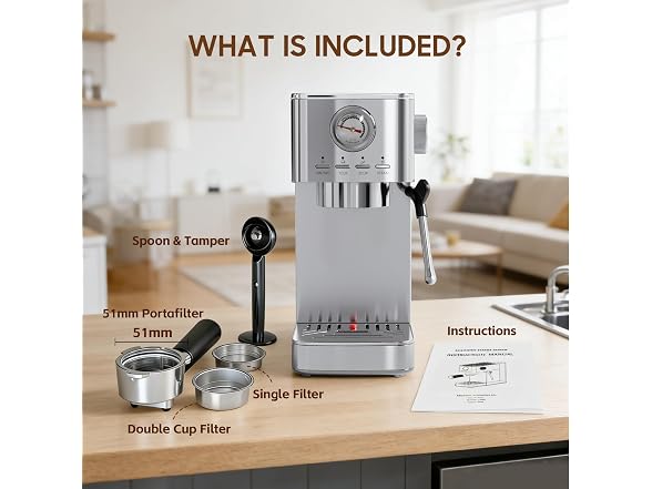 Parvusli 20 Bar Espresso, Frother