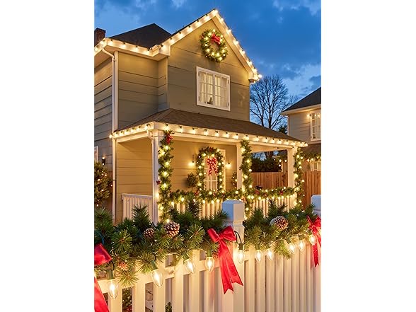 Minetom Vintage C9 LED Christmas Lights Outdoor Warm White, 50ft