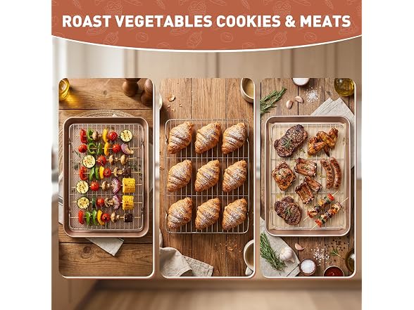 2 Pack Baking Sheets with 2 Wire Racks