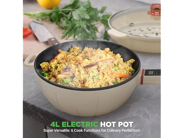 NutriChef 2 In 1 Electric Frying Pan & Steamer