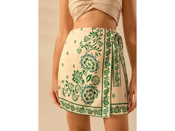 Talakeno Sage Green Floral Wrap Skirt