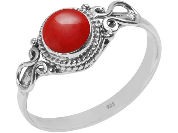 Navya Silver Shop Coral Stone Ring