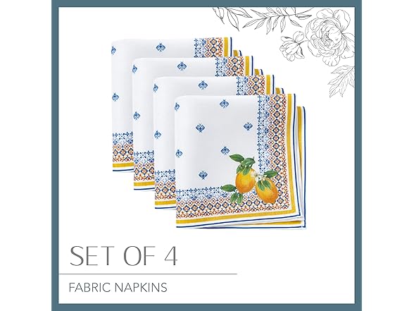 Elrene Capri Lemon Napkins Set of 4