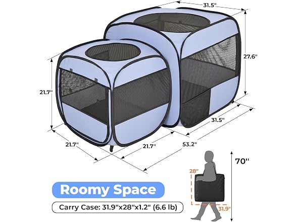 EighteenTek® 2-in-1 Portable Cat Playpen(End - Gallery 5