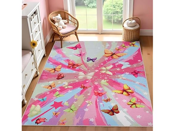 Superior 2'x3' Butterfly Non-Slip Kids Rug