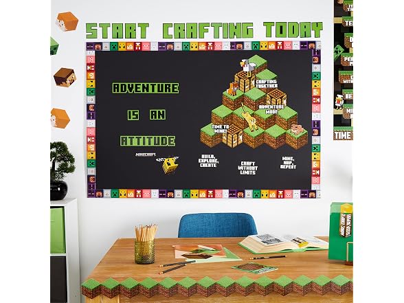 Eureka Minecraft Adventure is an Attitude Bulletin Board Set