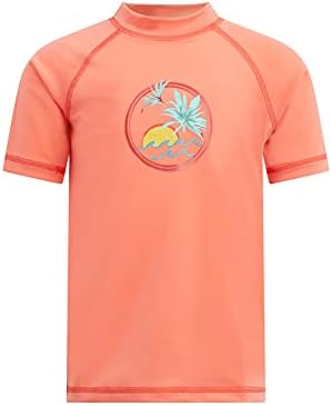 Kanu Surf Girls' Karlie Rash Guard UPF 50+ Sun Protection Short Sleeve Swim Shirt, Cool Breeze Lt Coral, 10