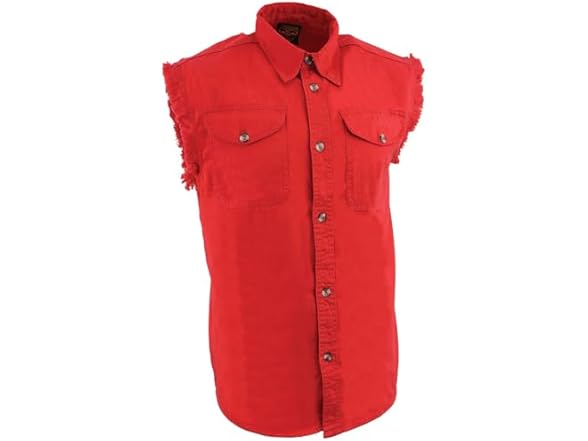 Men's Red Lightweight Denim Shirt