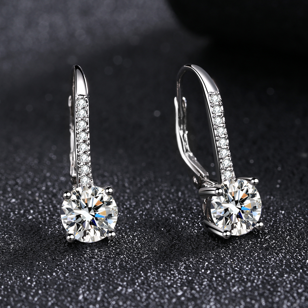 Round Cut Crystal Leverback Earrings - Gallery 12
