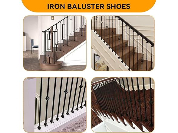 Iron Baluster Shoes 1/2" Black 10Pcs
