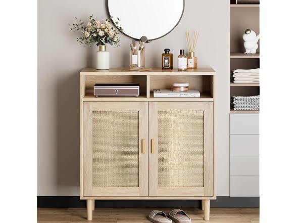 Set of 2 Rattan Sideboard, Natural