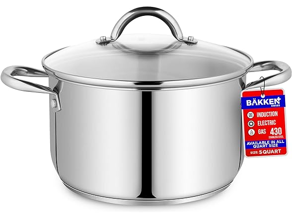 Bakken-Swiss 5-Qt Stainless Steel Stockpot