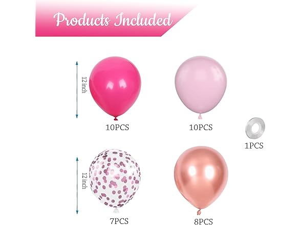 Pink Balloons Set, 12 Inch Hot
