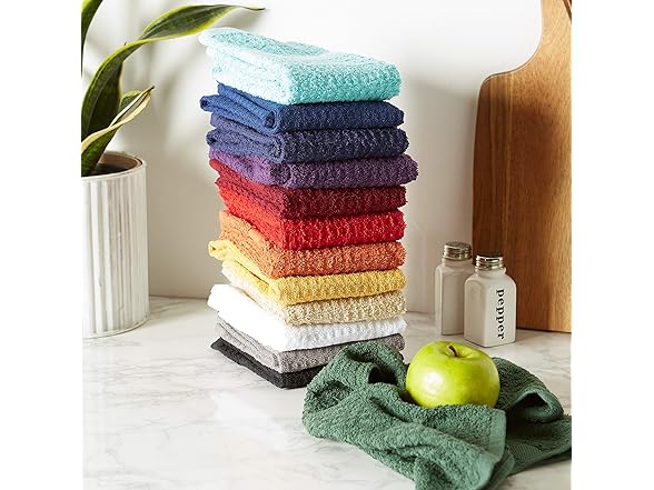 DII Terry Waffle Dishtowel 4PcSet, Black