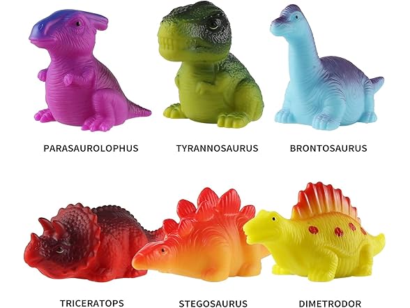 12 Pack Light-Up Dinosaur Bath Toys