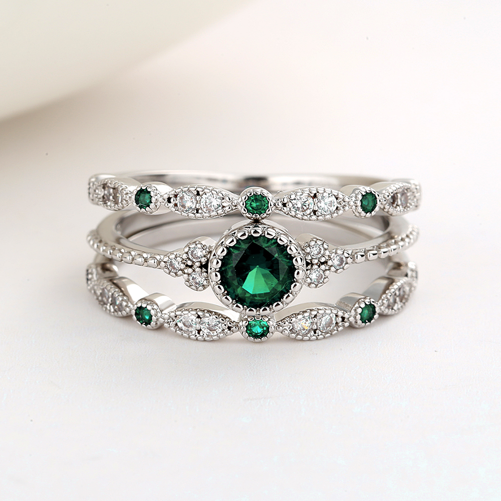 Bezel French Miligrain Ring Set - Gallery 8