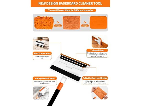 Freechangk 4-in-1 Baseboard Cleaner Tool