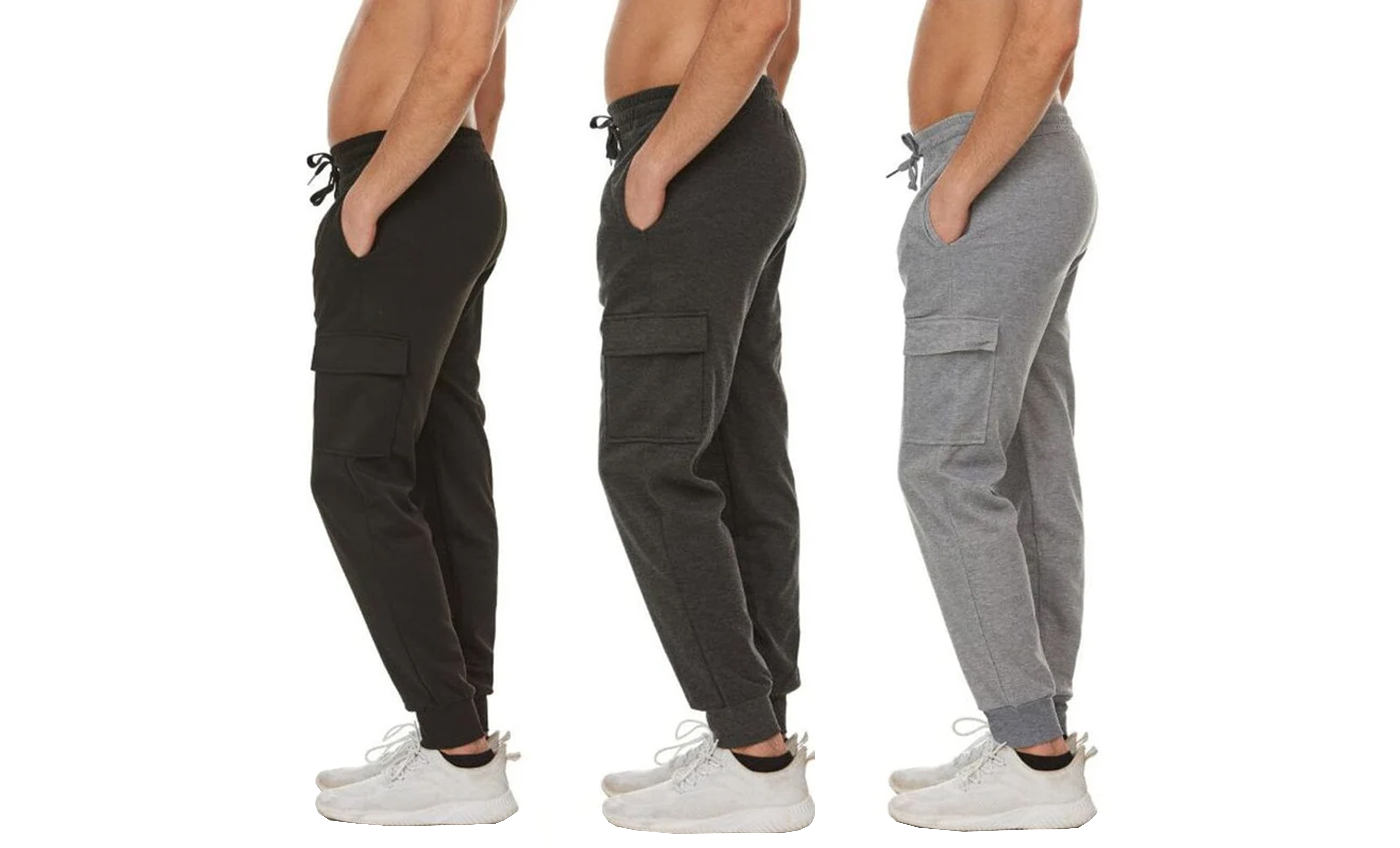 3Pk Men's Fleece-Lined Cargo Joggers - Gallery 9