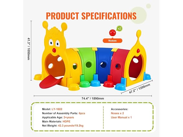 VEVOR Caterpillar Tunnel for Kids