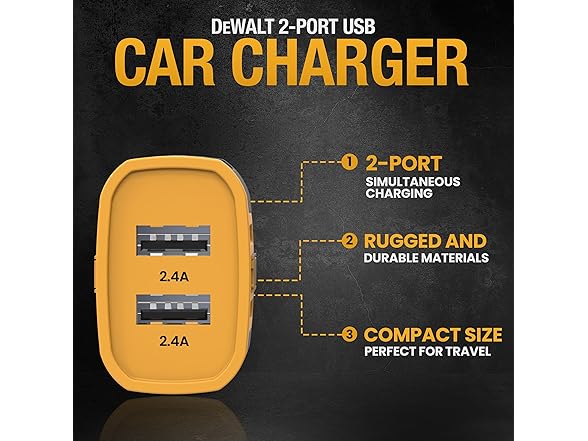 Dewalt 141 9008 DW2 Mobile USB Charger 2 Port