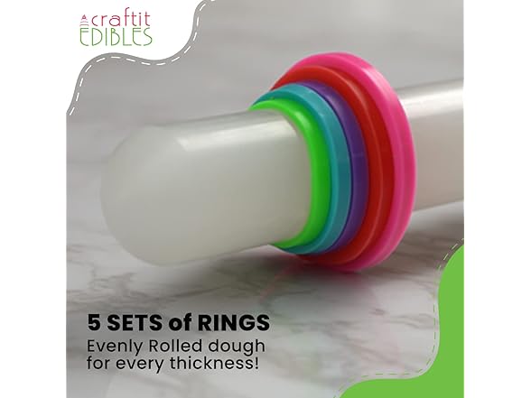 Rolling Pin w/ Thickness Rings 20