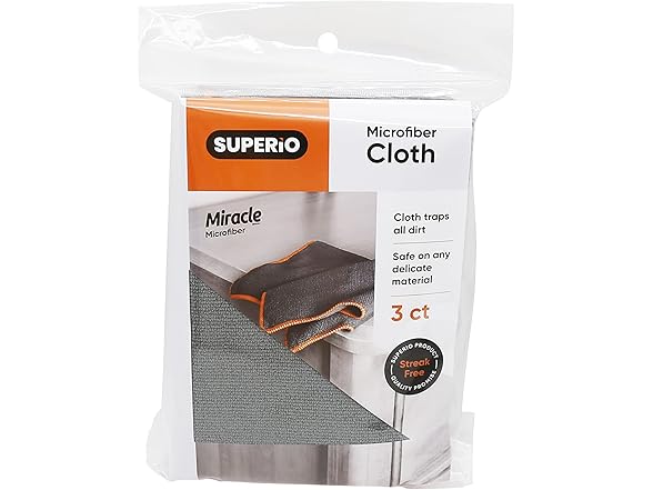 Superio Grey Microfiber Cleaning Cloth for Kitchen 18 CT