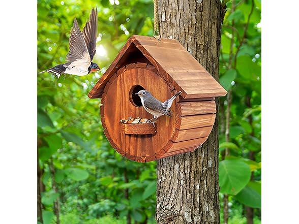 Set of 2 MIXUMON Bird Houses for Outside