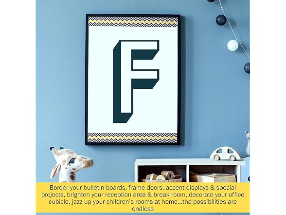 Barker Creek Double-Sided Border, Chevron Navy & Yellow
