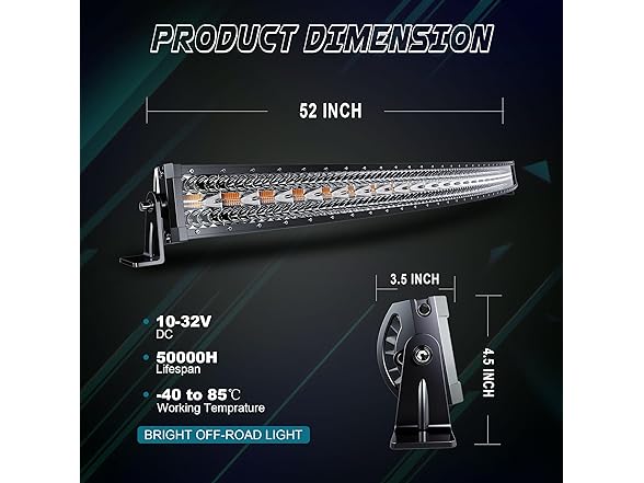 SLARY 52 Inch 300W Curved LED Light Bar