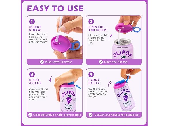 DIPESI Soda Can Lids w/ Straws, 6 Pack