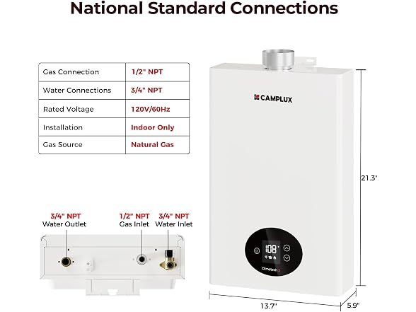 CAMPLUX CX264 Tankless Gas Water Heater