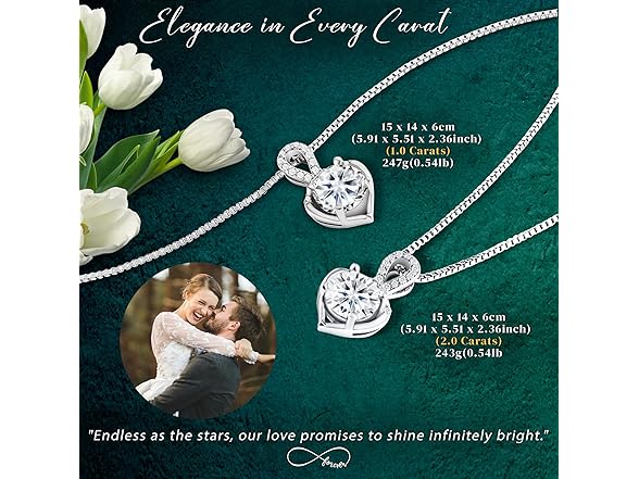SUHAA 1CT Moissanite Necklace 925