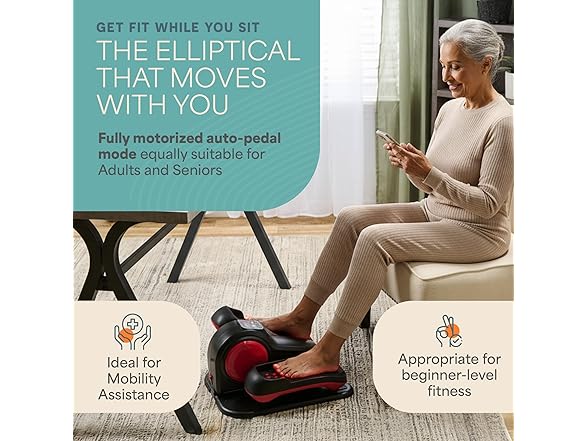 Lifepro AutoGlideRed Automatic Under Desk Elliptical