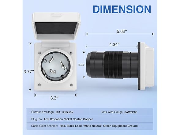 Nilight 50 AMP RV Shore Power Inlet