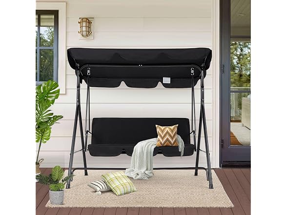 Esright Patio Swings Outdoor, 3-Seat Outdoor Porch Swing Chair