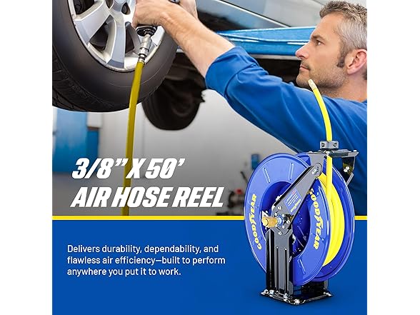 GOODYEAR Heavy Duty Hose Reel Retractable 3/8" Inch x 50'