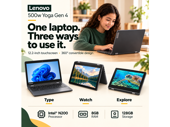 Lenovo 500w Yoga 12" FHD+ Touch Laptop for Kids