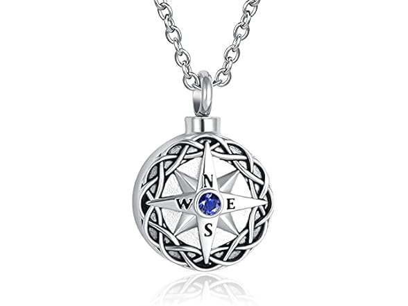 YQSLIN Nautical Compass Urn Necklace