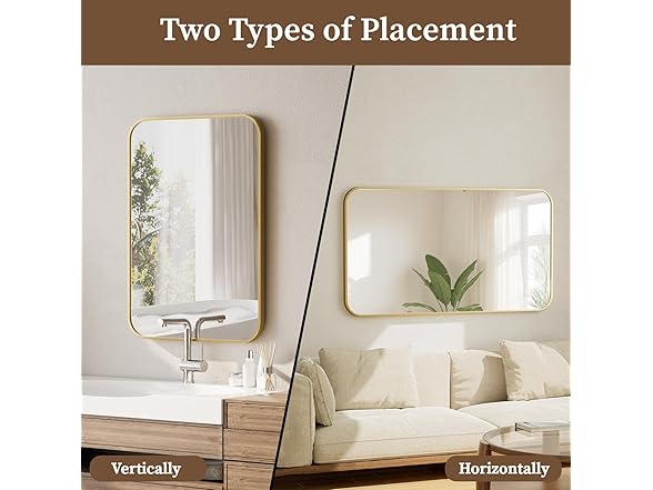 BEAUTYPEAK Wall Mounted Bathroom Mirror