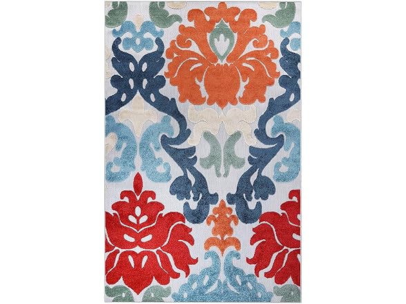 Superior Traditional Damask Indoor Outdoor Area Rug, Multicolor
