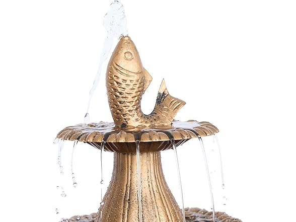 40" Tiered Pedestal Fish Fountain Birdbath