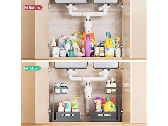 Under Sink Organizer and Storage 2 Pack Black