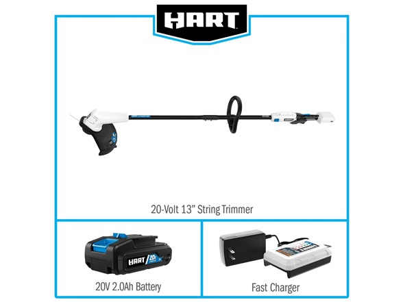 HART 20V Cordless 13" String Trimmer Kit, (1) 2.0 Ah Lithium-Ion Battery