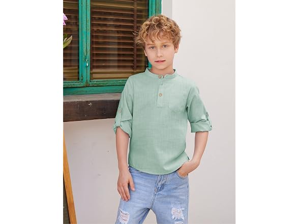 Arshiner Boys (7-8 Years) Button Up Henley Shirts
