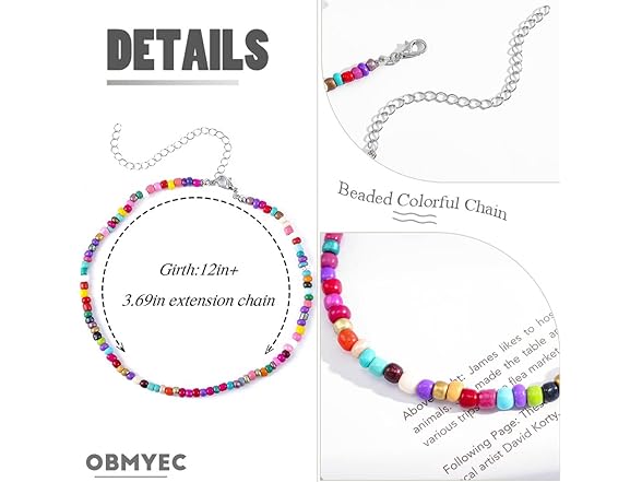 Obmyec Boho Beaded Necklace Daisy Choker