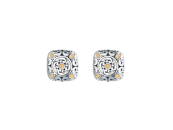 Silver Two Tone Artisan Stud Earring