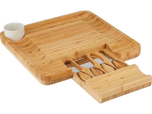 NutriChef Bamboo Natural Cheese Board Set