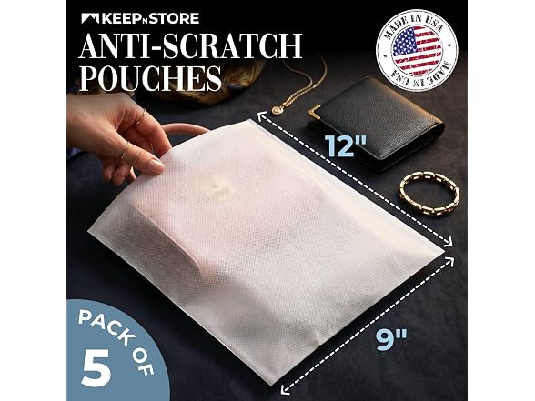 Pack of 5 Anti-Scratch Pouches, 9" x 12"
