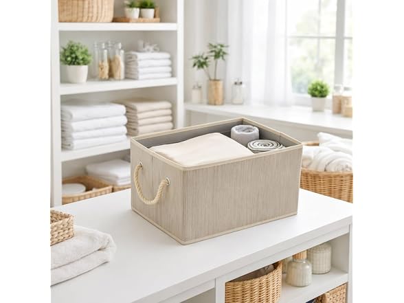 Suptinwear Storage Baskets for Shelves, Clay